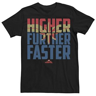 Men's Captain Marvel Higher Further Faster Symbol Fill Tee