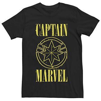 Men's Captain Marvel Yellow Spray Paint Tee