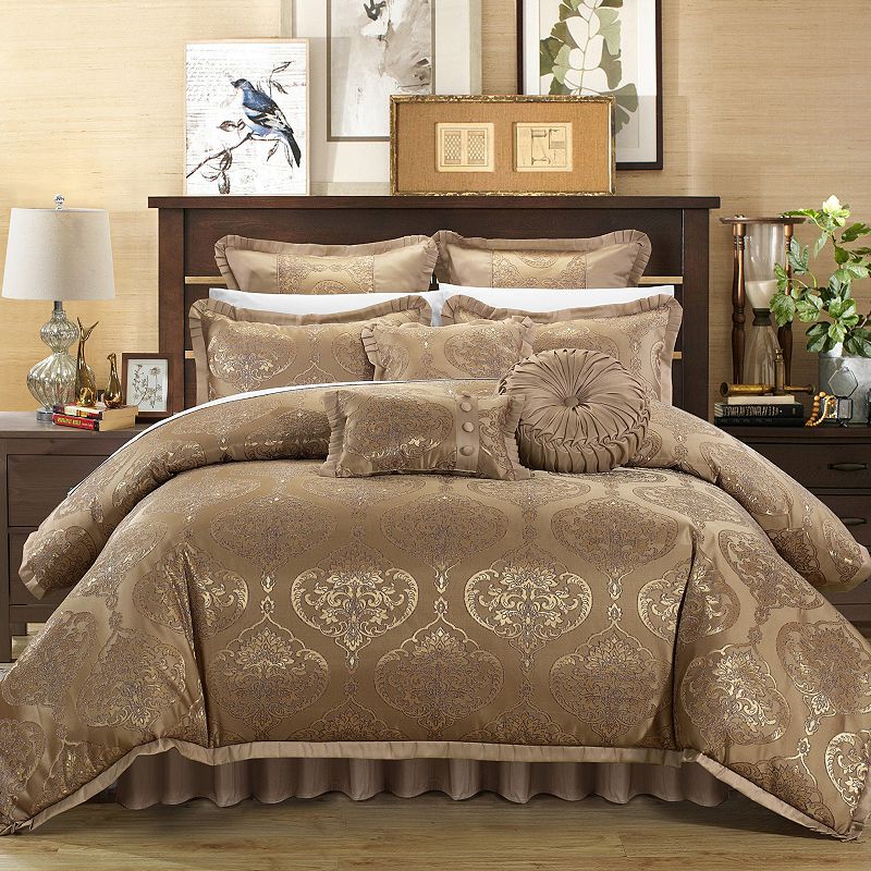 Chic Home Como 13-pc. Comforter, Decorative Pillow & Sheet Set, Gold, Queen