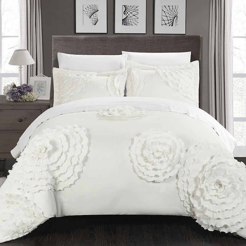 Chic Home Birdy 7-pc. Duvet Cover & Sheet Set, White, Queen