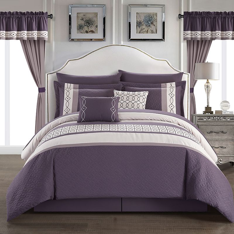 Chic Home Katrin 20-pc. Comforter, Window Treatment & Sheet Set, Drk Purple