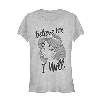 Juniors' Disney's Aladdin Jasmine Sketch "Believe Me, I Will" Graphic Tee