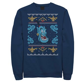 Juniors' Disney's Aladdin Genie Ugly Christmas Sweater Style Fleece Sweatshirt