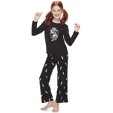 Girls 7-16 Jammies For Your Families Santa's World Tour Top & Bottoms Pajama Set