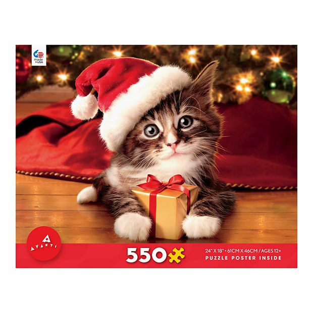 Avanti Christmas Kitten with Gift 550-Piece Puzzle by Ceaco