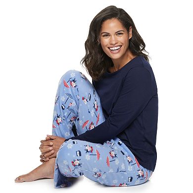 Women's Croft & Barrow® Knit & Microfleece Pajama Set