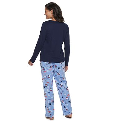Petite Croft & Barrow® Knit & Microfleece Pajama Set