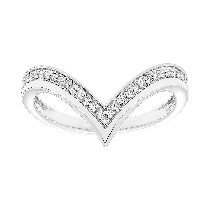 14k Gold 1/4 Carat T.W. IGL Certified Diamond Chevron Ring, Womens, Size: 