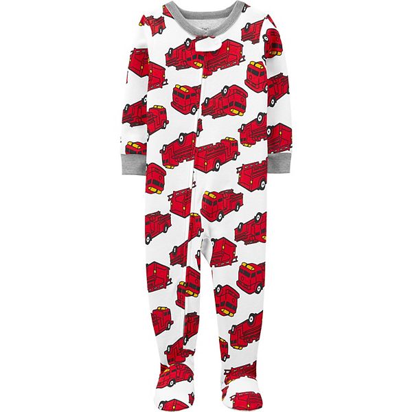 CARTER'S BABY BOY 1PC RED FIRETRUCK FOOTED SLEEPER COTTON PAJAMAS 12M 24M 