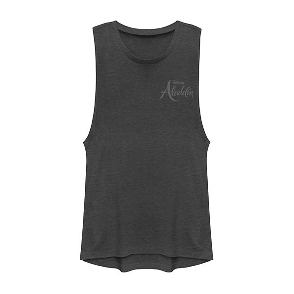 Junior's Disney Aladdin Chest Logo Muscle Tank Top