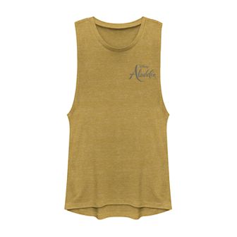 Junior's Disney Aladdin Chest Logo Muscle Tank Top
