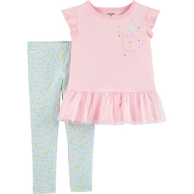 Baby Girl Carter's Bunny Peplum Tee & Polka Dot Legging Set