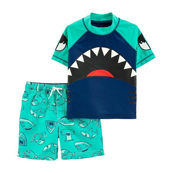 Baby Boy Carter's 2-Piece Shark Rash Guard Top & Swim Trunks Set