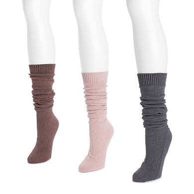 Women's MUK LUKS Knee High Sweater Knit Socks 3-Pack