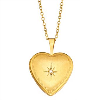 Charming Girl Kids' 14k Gold Filled Diamond Accent Heart Locket Necklace