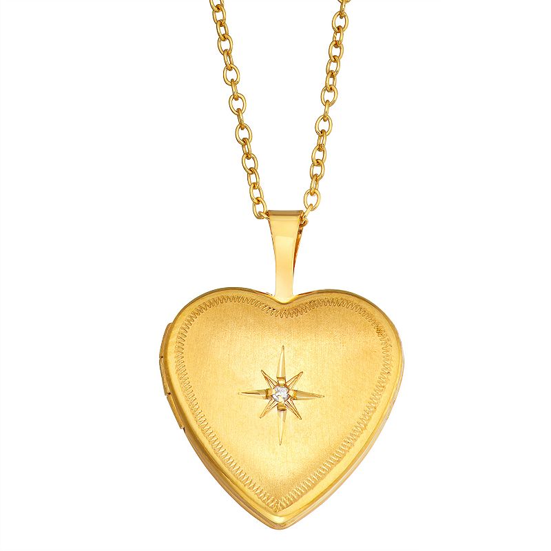 Kids Charming Girl 14k Gold Filled Diamond Accent Heart Locket Necklace, 