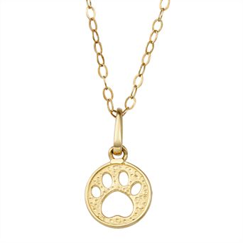 Charming Girl Kids' 14k Gold Paw Print Pendant Necklace