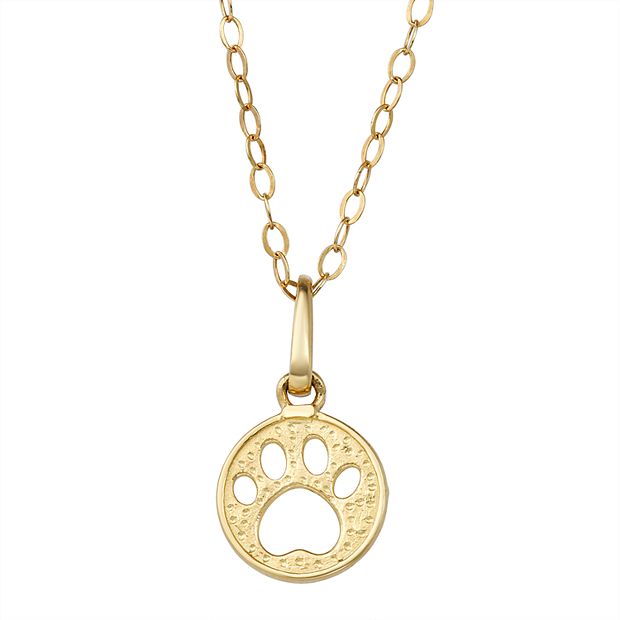 Charming Girl 14K Gold Paw Print Pendant