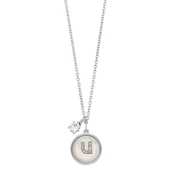 Brilliance Mother-of-Pearl Circle Initial Pendant Necklace