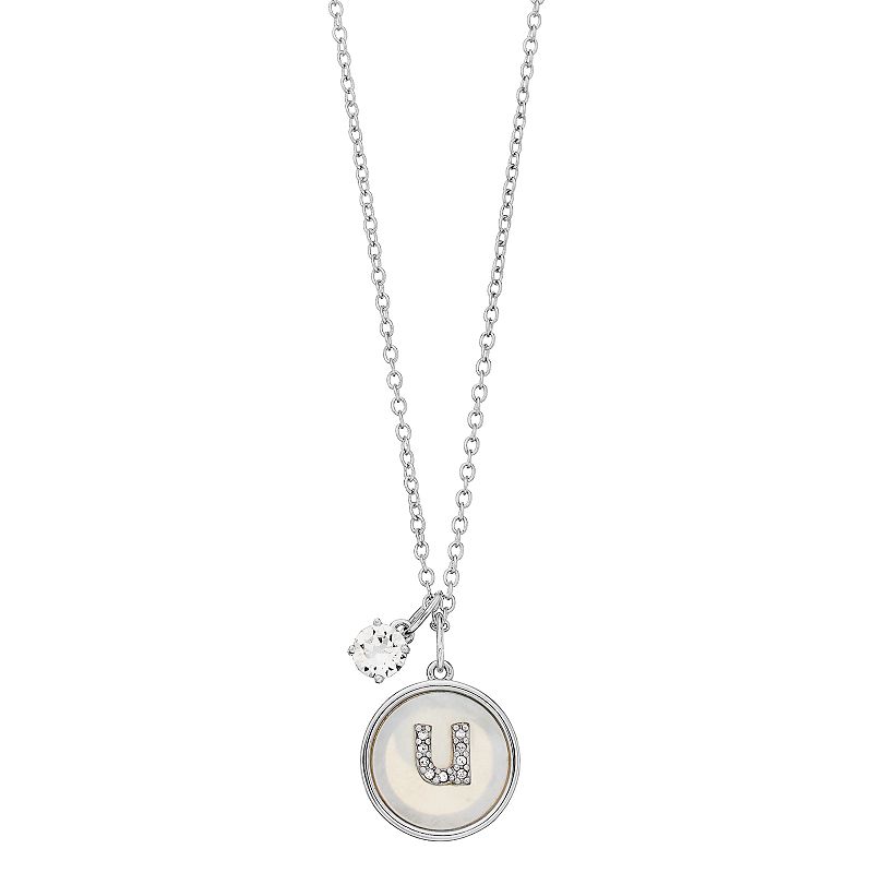 Brilliance Mother-of-Pearl Circle Initial Pendant Necklace, Womens, Size: