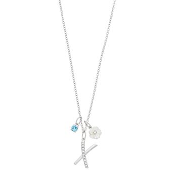 Brilliance Mother-of-Pearl Flower & Initial Pendant Necklace