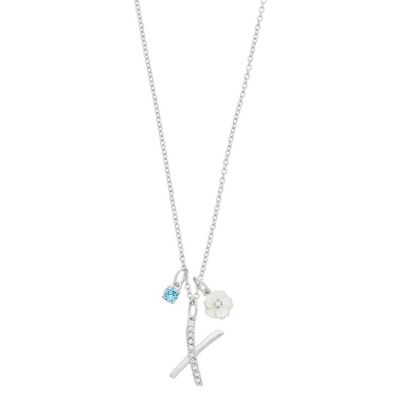 Brilliance Mother-of-Pearl Flower & Initial Pendant Necklace, Womens, Siz