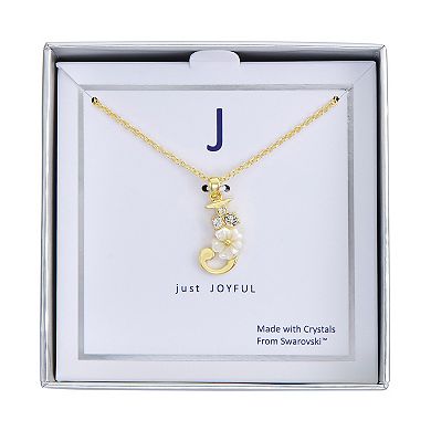 Brilliance Mother-of-Pearl Flower Initial Pendant Necklace