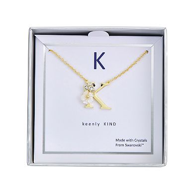 Brilliance Mother-of-Pearl Flower Initial Pendant Necklace