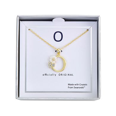 Brilliance Mother-of-Pearl Flower Initial Pendant Necklace