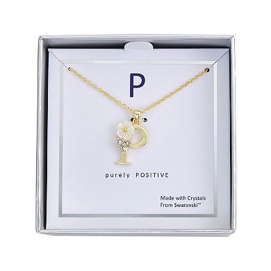 Brilliance Mother-of-Pearl Flower Initial Pendant Necklace