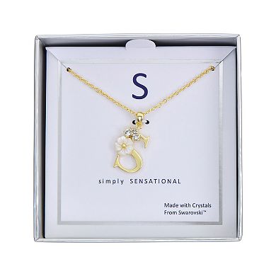 Brilliance Mother-of-Pearl Flower Initial Pendant Necklace