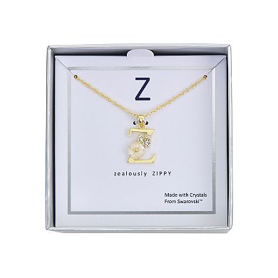 Brilliance Mother-of-Pearl Flower Initial Pendant Necklace