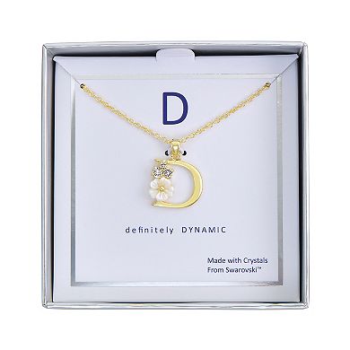 Brilliance Mother-of-Pearl Flower Initial Pendant Necklace