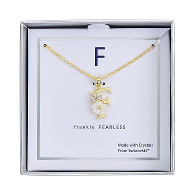 Brilliance Mother-of-Pearl Flower Initial Pendant Necklace