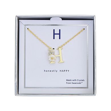 Brilliance Mother-of-Pearl Flower Initial Pendant Necklace