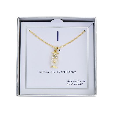 Brilliance Mother-of-Pearl Flower Initial Pendant Necklace