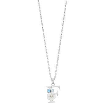 Brilliance Mother-of-Pearl Flower Initial Pendant Necklace