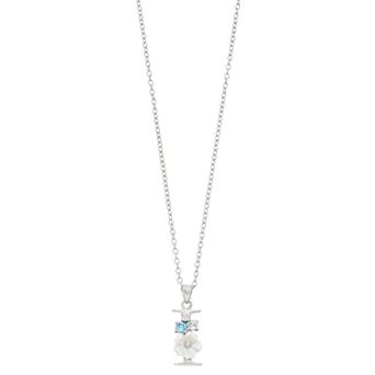 Brilliance Mother-of-Pearl Flower Initial Pendant Necklace