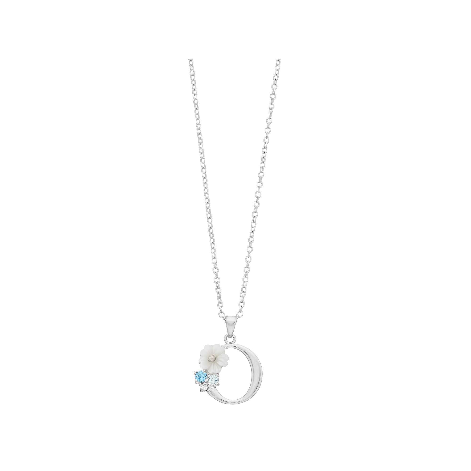 Brilliance Mother-of-Pearl Flower Initial Pendant Necklace, Womens, Size: