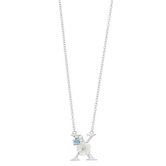 Brilliance Mother-of-Pearl Flower Initial Pendant Necklace