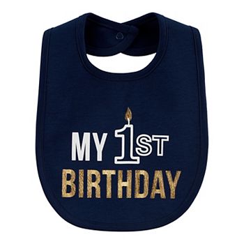 Carters Baby Boy More Cake Please Bib First Birthday Party White Navy Infant NWT 