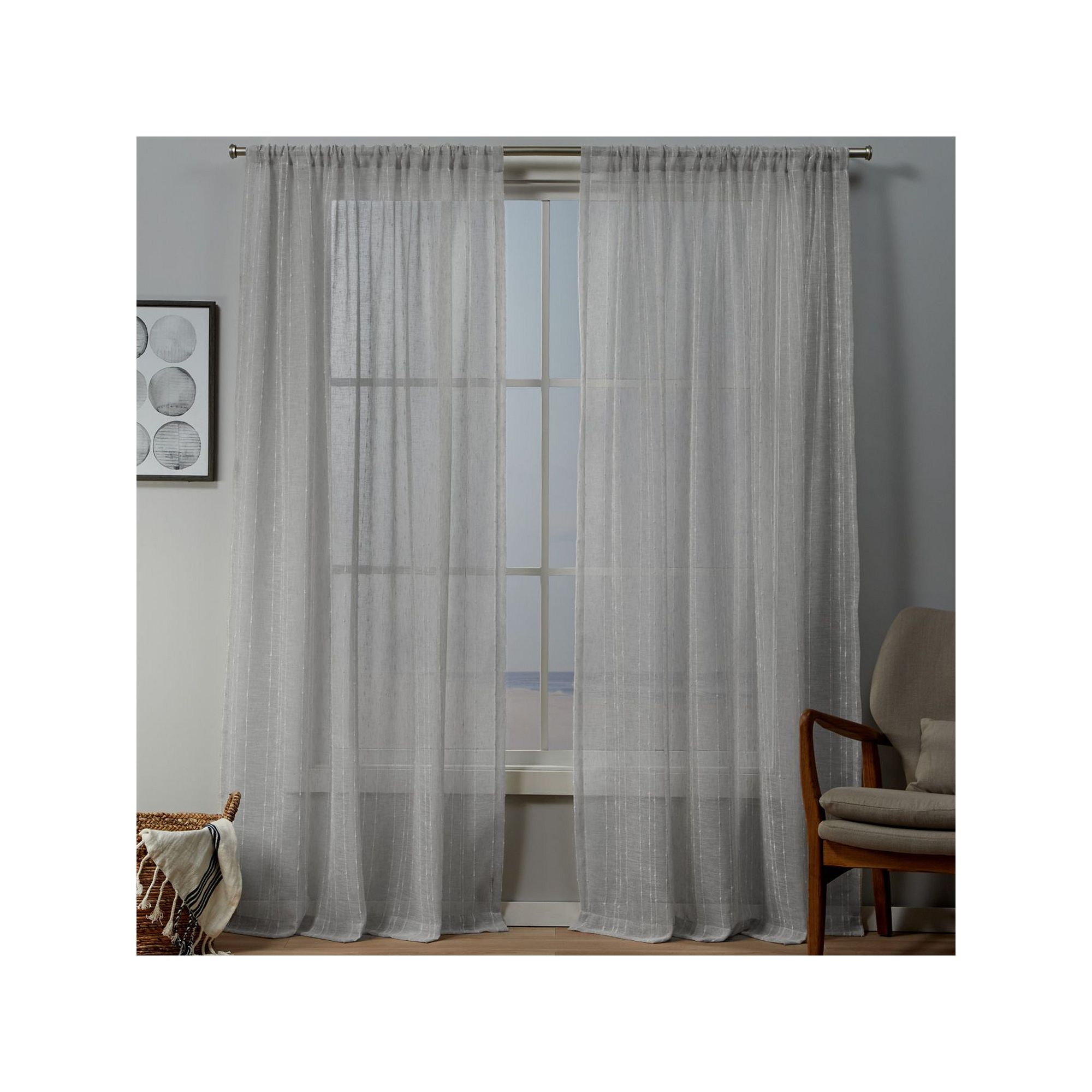 Exclusive Home 2-pack Itaji Sheer Window Curtains, Silver