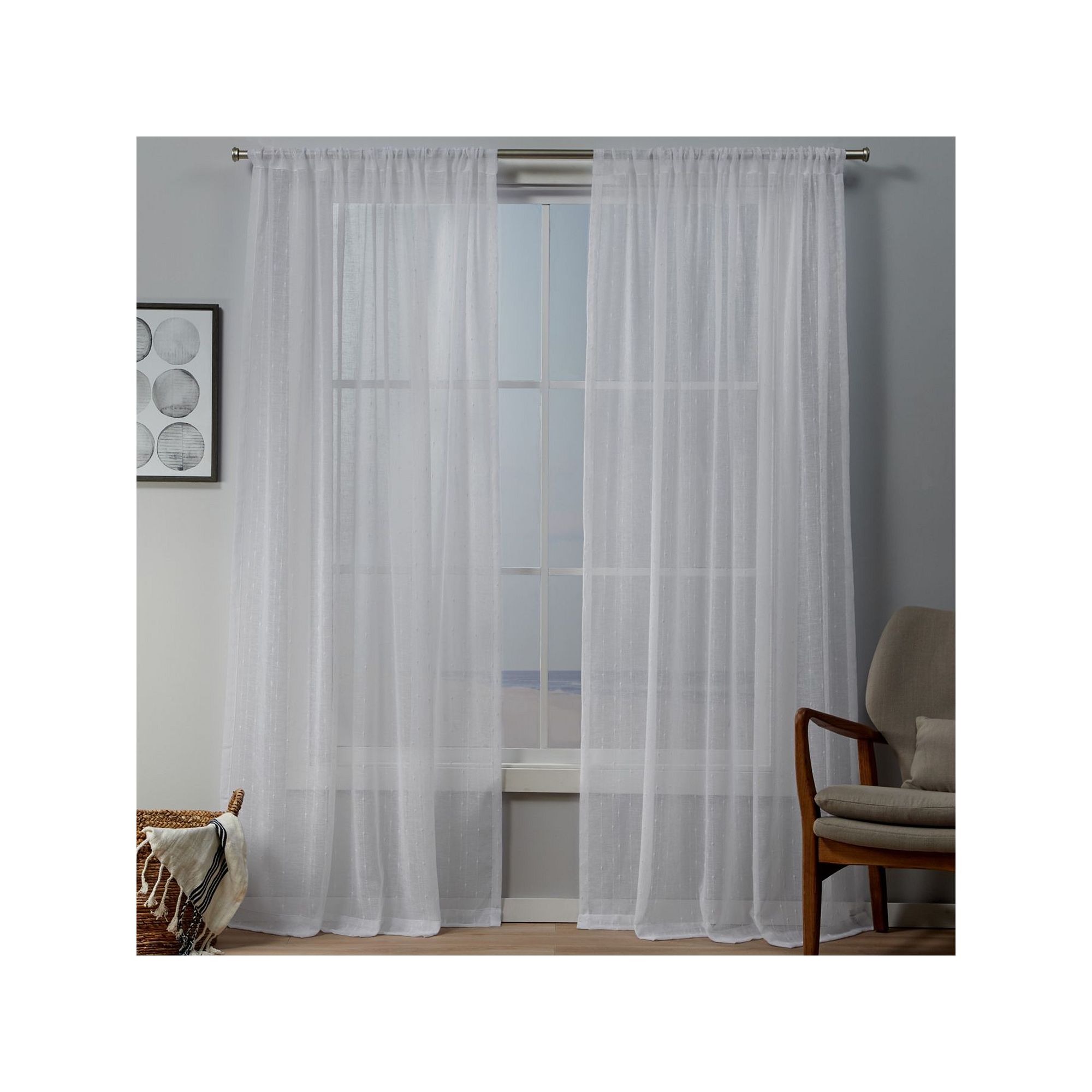 Exclusive Home 2-pack Itaji Sheer Window Curtains, White
