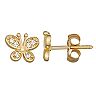 Charming Girl 14K Gold Cubic Zirconia Butterfly Stud Earrings