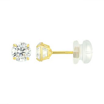 Charming Girl Kids' 14k Gold Cubic Zirconia Round Stud Earring