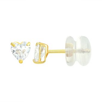 Charming Girl Kids' 14k Gold Cubic Zirconia Heart Stud Earring