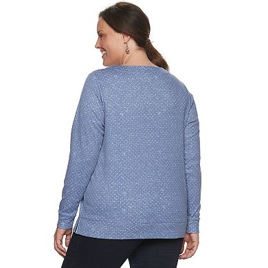 Plus Size Croft & Barrow® Long Sleeve Pullover Sweatshirt