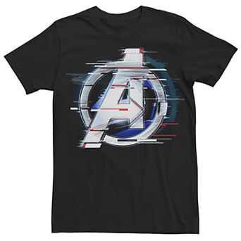 Men's Marvel Avengers Glitched Tech Logo Tee Shirt