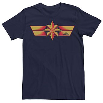 Men's Captain Marvel Gold Star Emblem Fade Tee