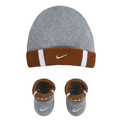 Newborn Baby Nike Football 2 Piece Foldover Beanie and Booties Set